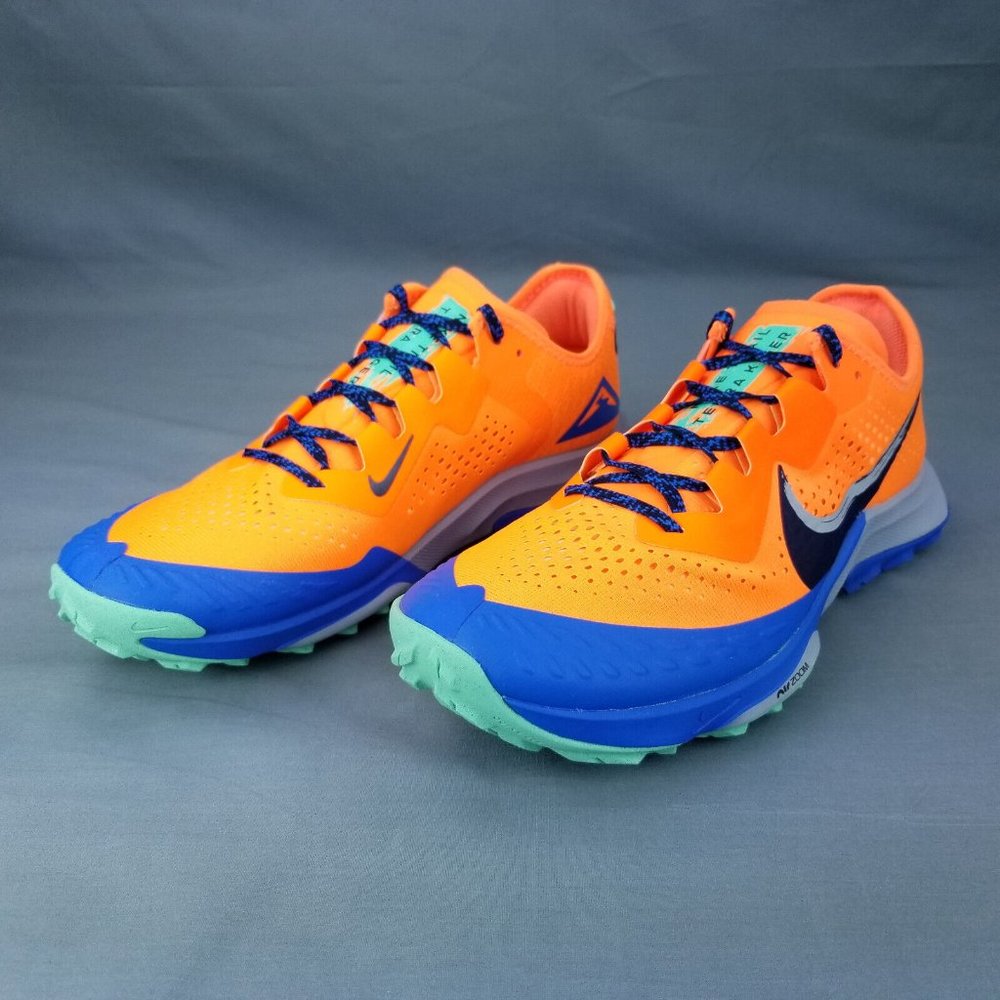 Nike Air Zoom Terra Kiger 7 Trail Mens Running Orange Blue CW6062 800 Sizes 9-13 - Picture 2 of 9